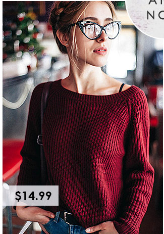 Wine Red Boat Neck Sweater