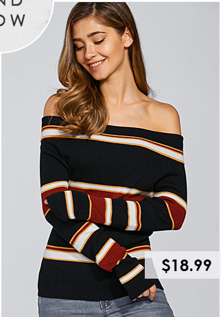 Striped Off Shoulder Jumper
