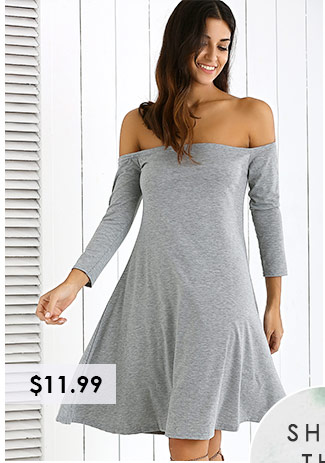 Long Sleeves Off Shoulder Dress