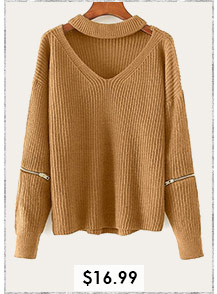 Cut Out Chunky Choker Sweater